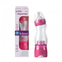 Bbox 自带奶粉盒防摔防胀气 便携奶瓶240ml 玫红色